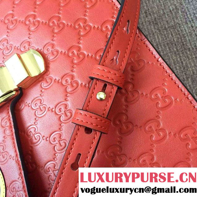 Gucci Sylvie Leather Signature Top Handle Medium Bag 431665 Red 2016