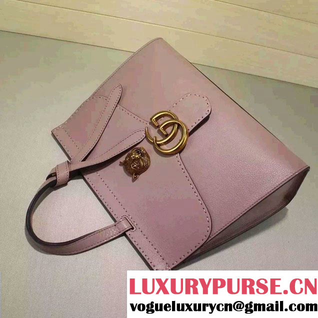 Gucci GG Marmont Leather Top Handle Medium Bag 409155 Nude Pink 2016