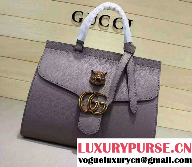 Gucci GG Marmont Leather Top Handle Medium Bag 409155 Gray 2016
