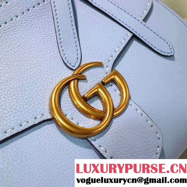 Gucci GG Marmont Leather Top Handle Small Bag 421890 Sky Blue 2016
