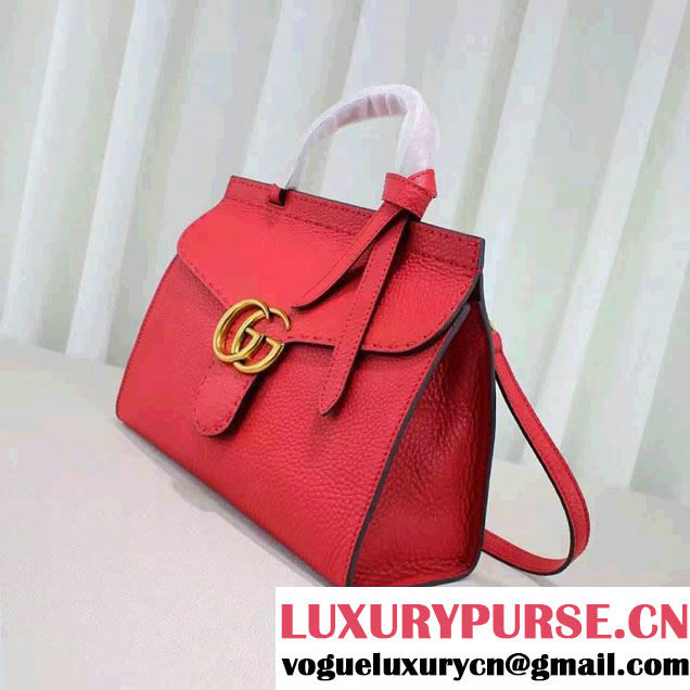Gucci GG Marmont Leather Top Handle Small Bag 421890 Red 2016