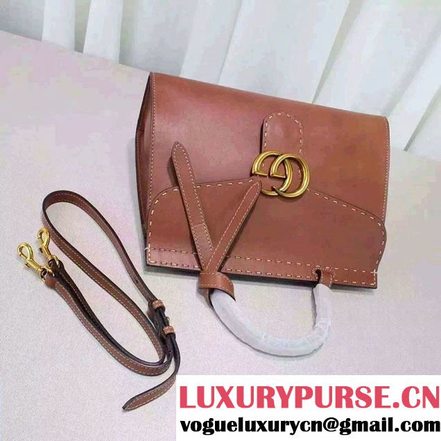 Gucci GG Marmont Leather Top Handle Small Bag 421890 Brown 2016