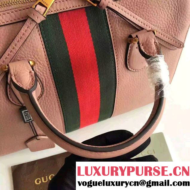 Gucci Web Leather Top Handle Bag 415728 Pink 2016