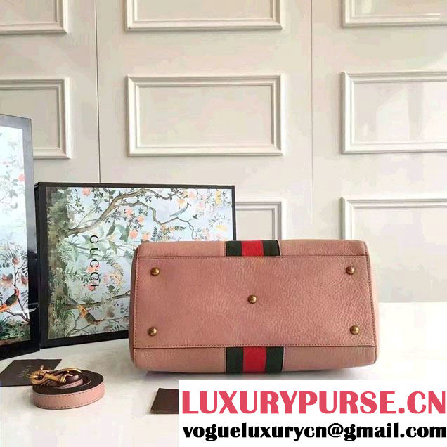 Gucci Web Leather Top Handle Bag 415728 Pink 2016