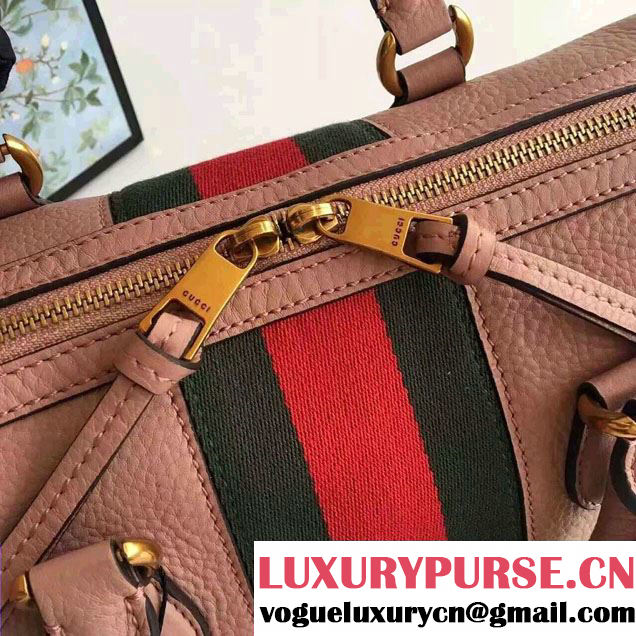 Gucci Web Leather Top Handle Bag 415728 Pink 2016