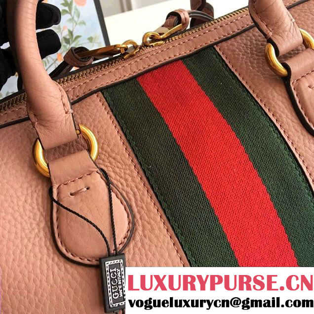 Gucci Web Leather Top Handle Bag 415728 Pink 2016