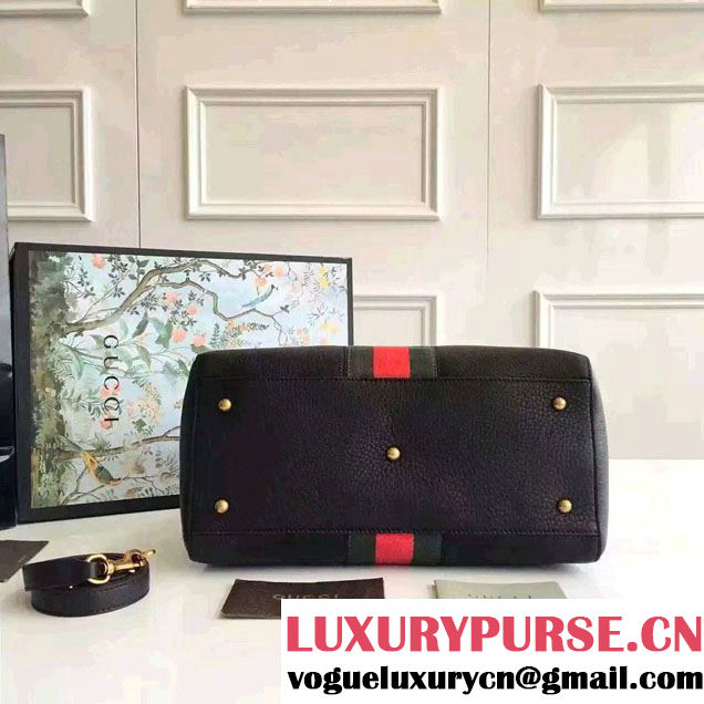 Gucci Web Leather Top Handle Bag 415728 Black 2016