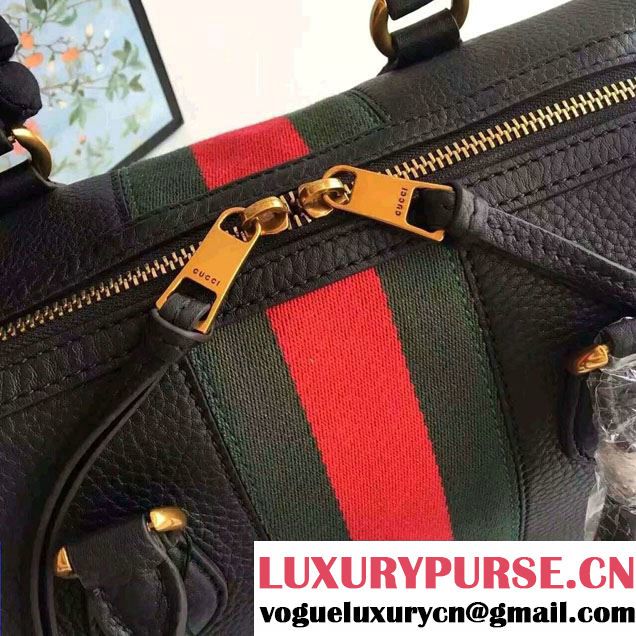 Gucci Web Leather Top Handle Bag 415728 Black 2016