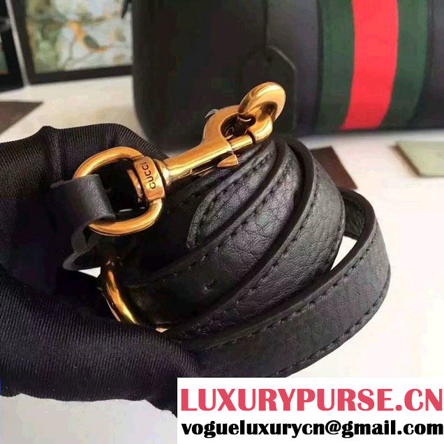 Gucci Web Leather Top Handle Bag 415728 Black 2016