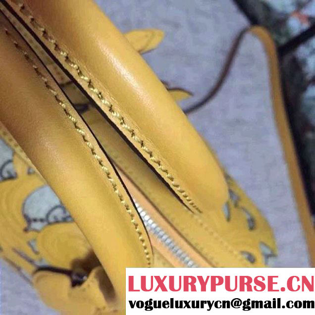 Gucci Arabesque GG Supreme and Leather Top Handle Small Boston Bag 409529 Yellow 2016