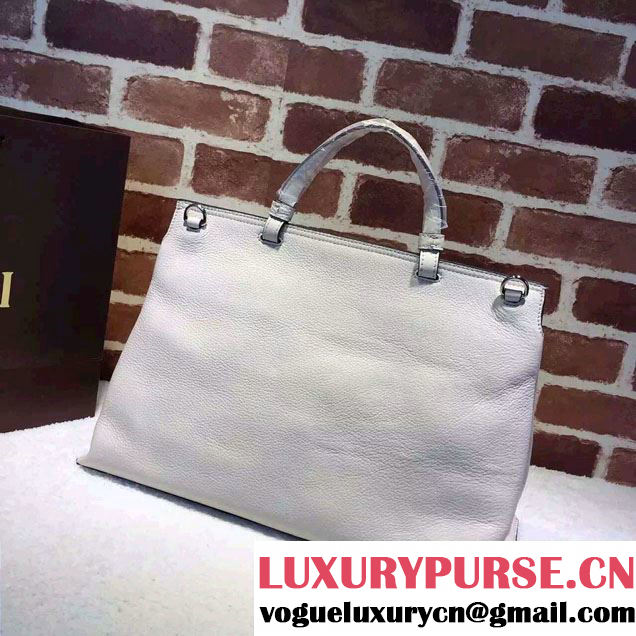 Gucci Bamboo Daily Leather Top Handle Large Bag 370830 White