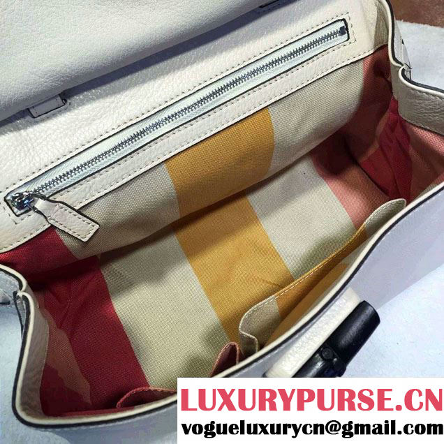 Gucci Bamboo Daily Leather Top Handle Medium Bag 392013 White