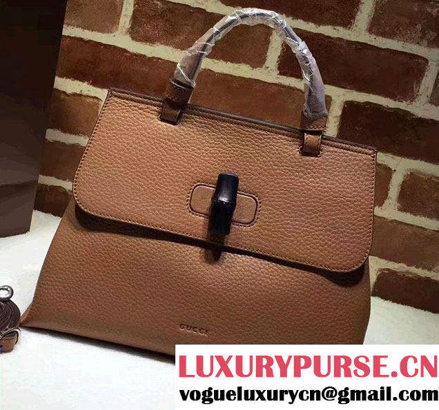 Gucci Bamboo Daily Leather Top Handle Medium Bag 392013 Brown