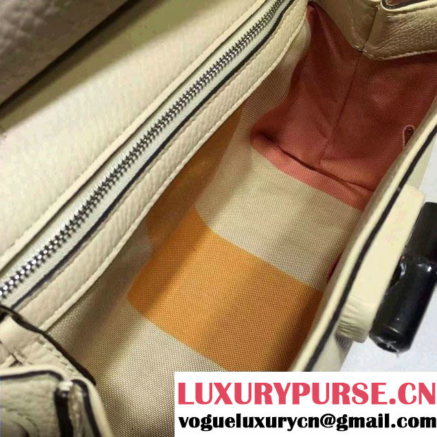 Gucci Bamboo Daily Leather Top Handle Small Bag 370831 Creamy