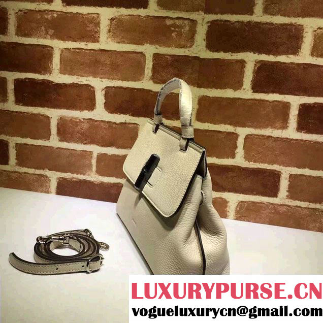 Gucci Bamboo Daily Leather Top Handle Small Bag 370831 Creamy