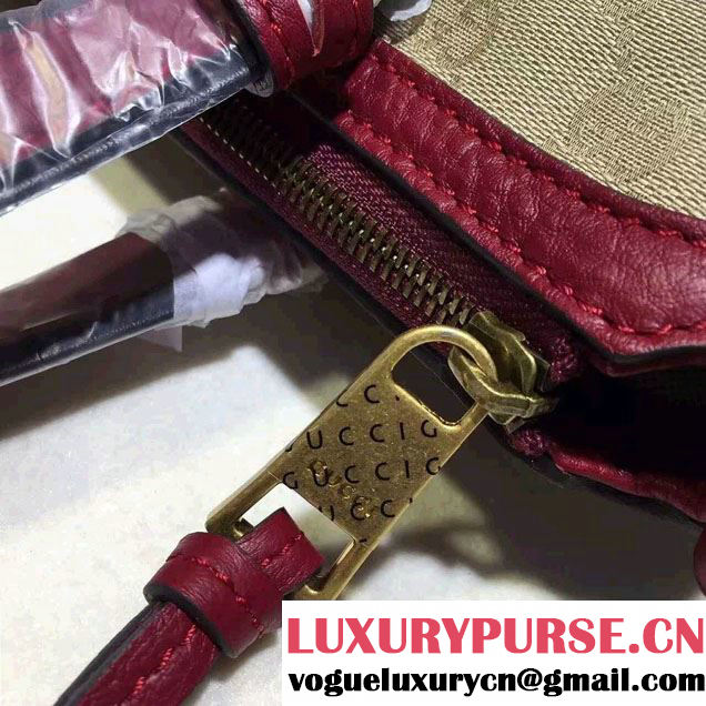 Gucci Rania Original GG Canvas Top Handle Small Bag 353114 Beige/Date Red