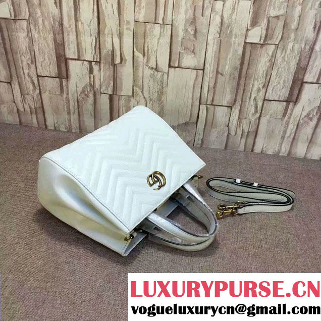 Gucci GG Marmont Matelassé Chevron Top Handle Small Bag 448054 White 2016