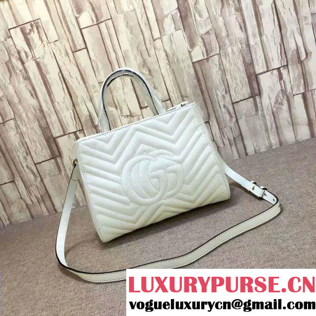 Gucci GG Marmont Matelassé Chevron Top Handle Small Bag 448054 White 2016