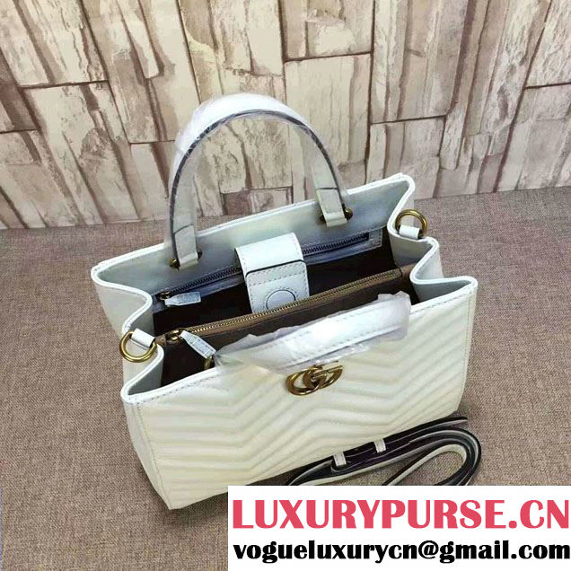 Gucci GG Marmont Matelassé Chevron Top Handle Small Bag 448054 White 2016
