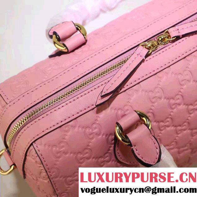 Gucci Soft Signature Top Handle Small Boston Bag 409529 Pink 2016