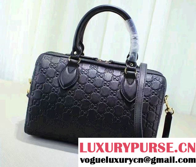 Gucci Soft Signature Top Handle Small Boston Bag 409529 Black 2016