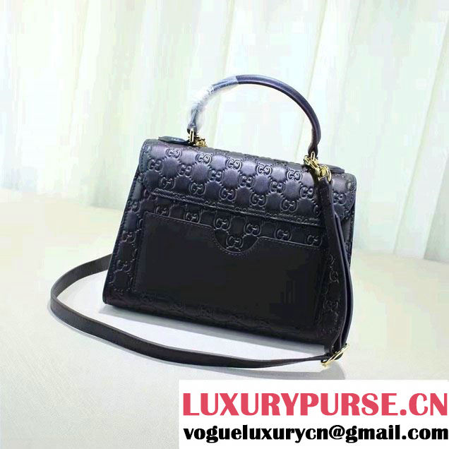 Gucci Padlock Signature Top Handle Small Bag 453188 Black 2016