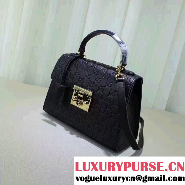 Gucci Padlock Signature Top Handle Small Bag 453188 Black 2016