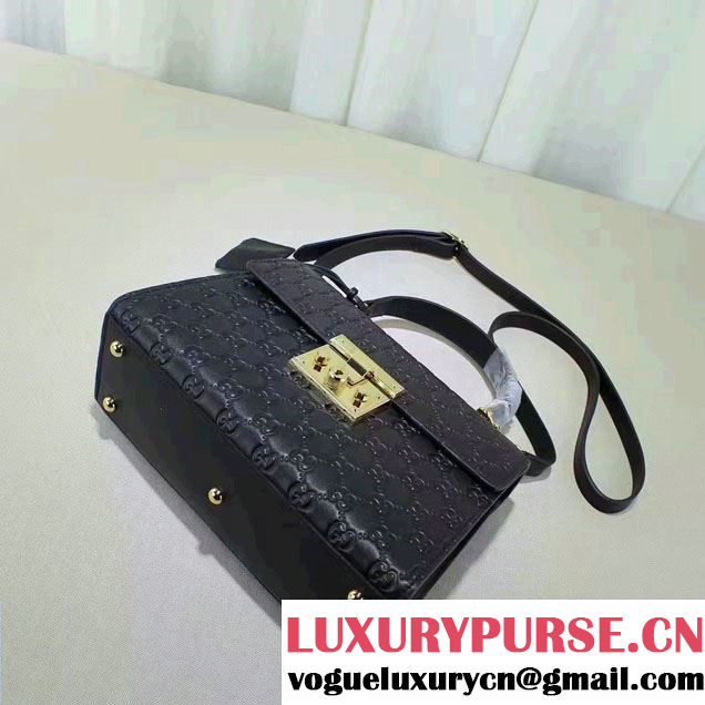 Gucci Padlock Signature Top Handle Small Bag 453188 Black 2016