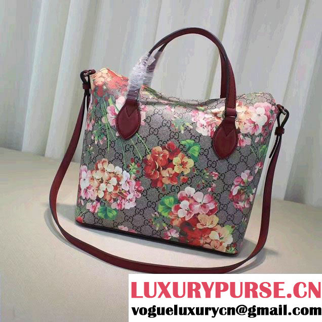 Gucci GG Supreme Small Top Handle Tote Bag 429147 Blooms Red