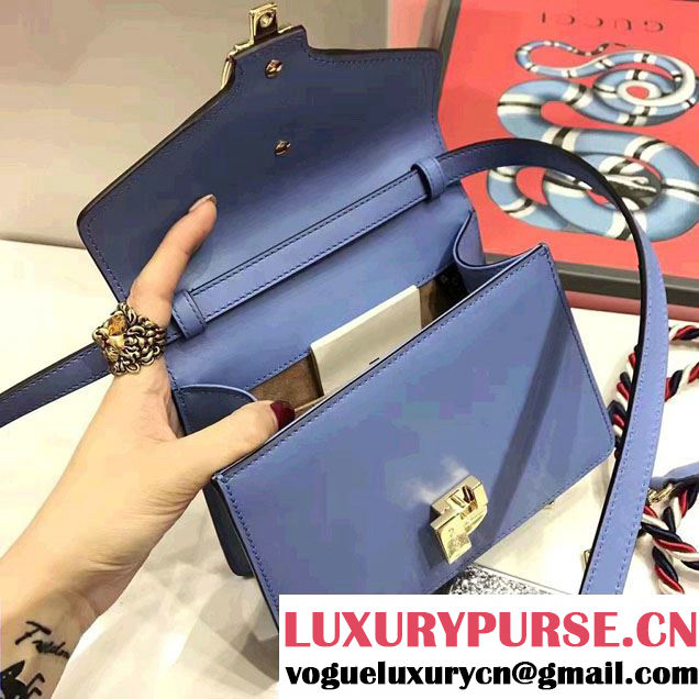 Gucci Sylvie Leather Top Handle Shoulder Mini Bag 470270 Light Blue 2017