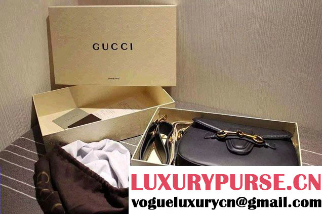 Gucci Lady Web Hand-stained Leather Shoulder Bag 380573 Black 2015