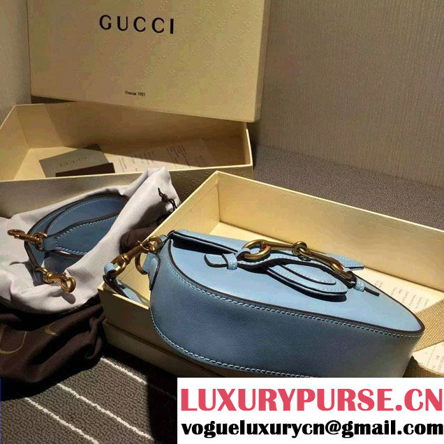 Gucci Lady Web Hand-stained Leather Shoulder Small Bag 380573 Light Blue 2015