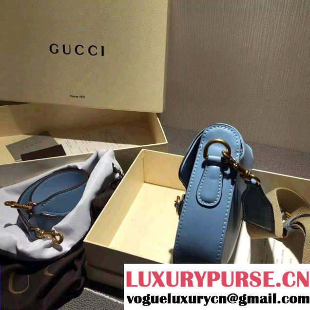 Gucci Lady Web Hand-stained Leather Shoulder Small Bag 380573 Light Blue 2015