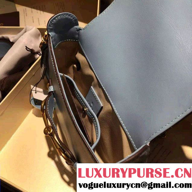 Gucci Lady Web Hand-stained Leather Shoulder Small Bag 380573 Light Blue 2015