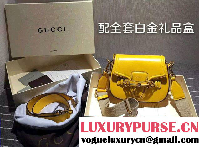Gucci Lady Web Hand-stained Leather Shoulder Small Bag 380573 Yellow 2015