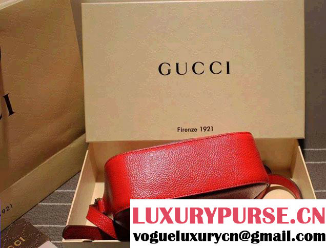 Gucci Soho Studded Leather Disco Small Bag 308364 Red 2015