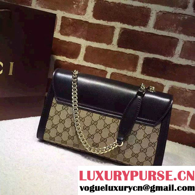 Gucci Emily Guccissima Leather Chain Shoulder Bag 295402 Black/Apricot 2015