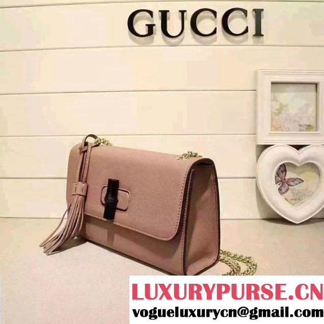 Gucci Miss Bamboo Leather Shoulder Bag 387611 Nude Pink 2015