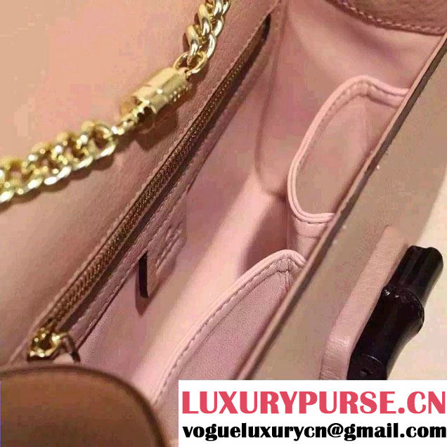 Gucci Miss Bamboo Leather Shoulder Bag 387611 Nude Pink 2015
