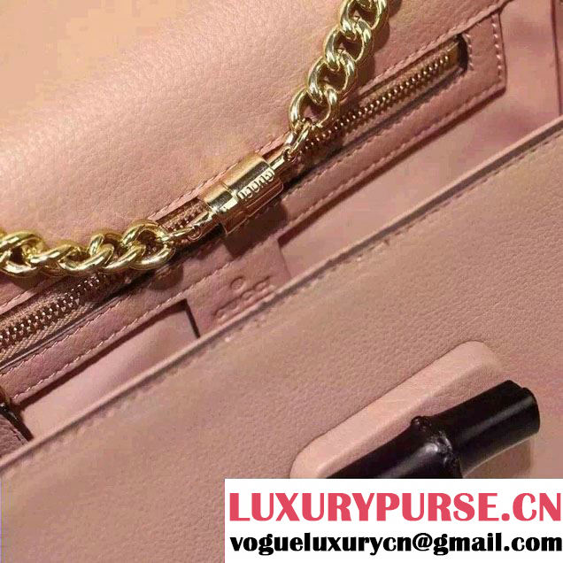 Gucci Miss Bamboo Leather Shoulder Bag 387611 Nude Pink 2015