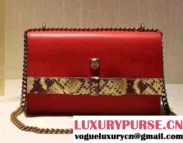 Gucci Feline and Bow Calfskin Flap Shoulder Bag 412000 Red 2015/2016