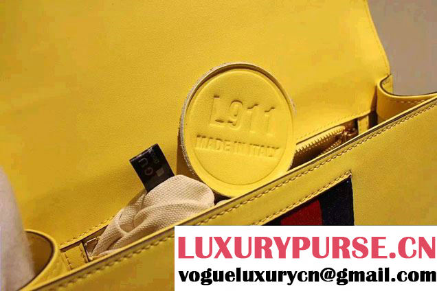 Gucci Feline Calfskin Flap Shoulder Bag 426868 Yellow 2015/2016