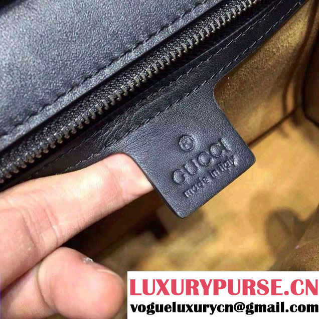 Gucci Padlock Embroidered Tiger Shoulder Bag Black 2016