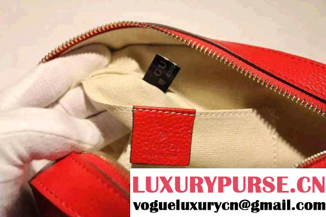 Gucci Golden Bee Embroidery Leather Shoulder Bag 412008 Red 2016