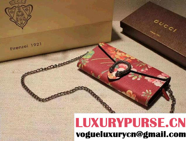 Gucci Dionysus Blooms Print Chain Shoulder Wallet 404141 Red 2016