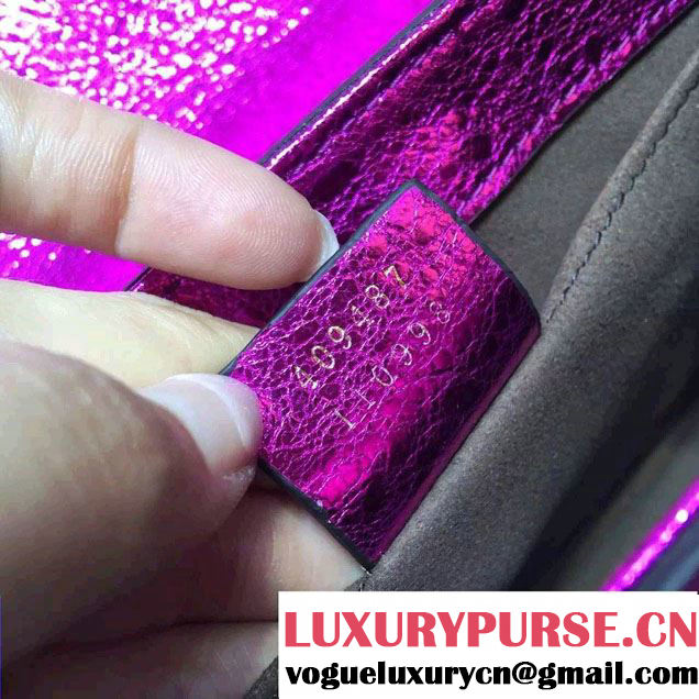 Gucci Padlock Metallic Leather Shoulder Bag 409487 Fuchsia 2016