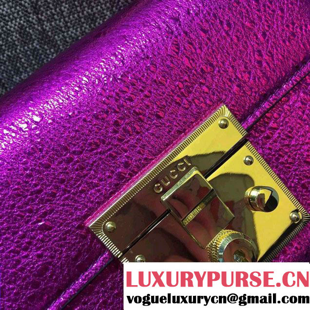 Gucci Padlock Metallic Leather Shoulder Bag 409487 Fuchsia 2016