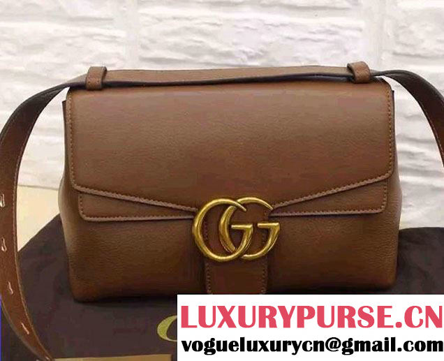 Gucci GG Marmont Leather Shoulder Large Bag 400245 Brown