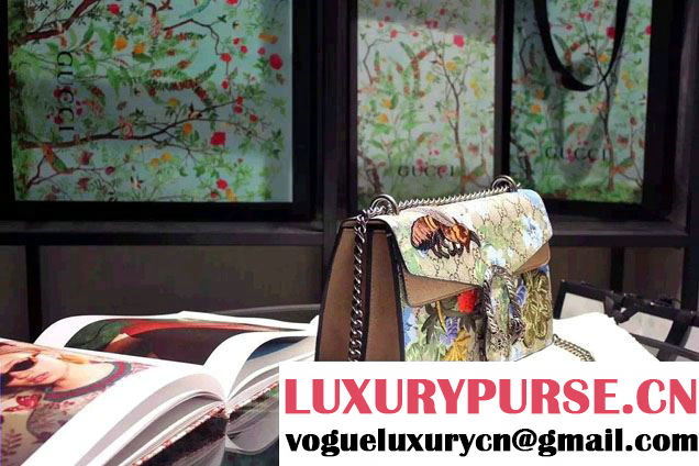 Gucci Dionysus GG Supreme Bee and Flowers Canvas Shoulder Small Bag 400249 2016