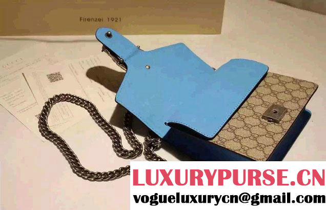 Gucci Mini Dionysus GG Supreme Canvas Shoulder Bag 421970 Blue 2016